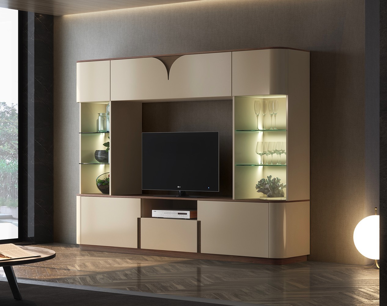 A estante TV Bello Gold é a combinação perfeita de modernidade e elegância. Uma peça única que adiciona um toque de luxo e sofisticação à sua sala de estar.