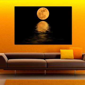 Pintura reflexo da lua no mar