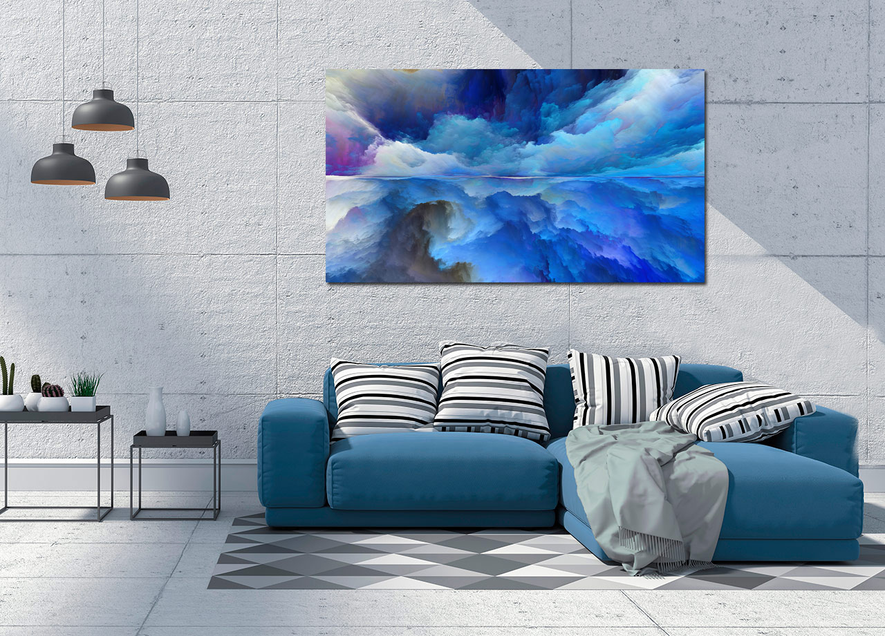 Pintura de nuvens azuis abstratas