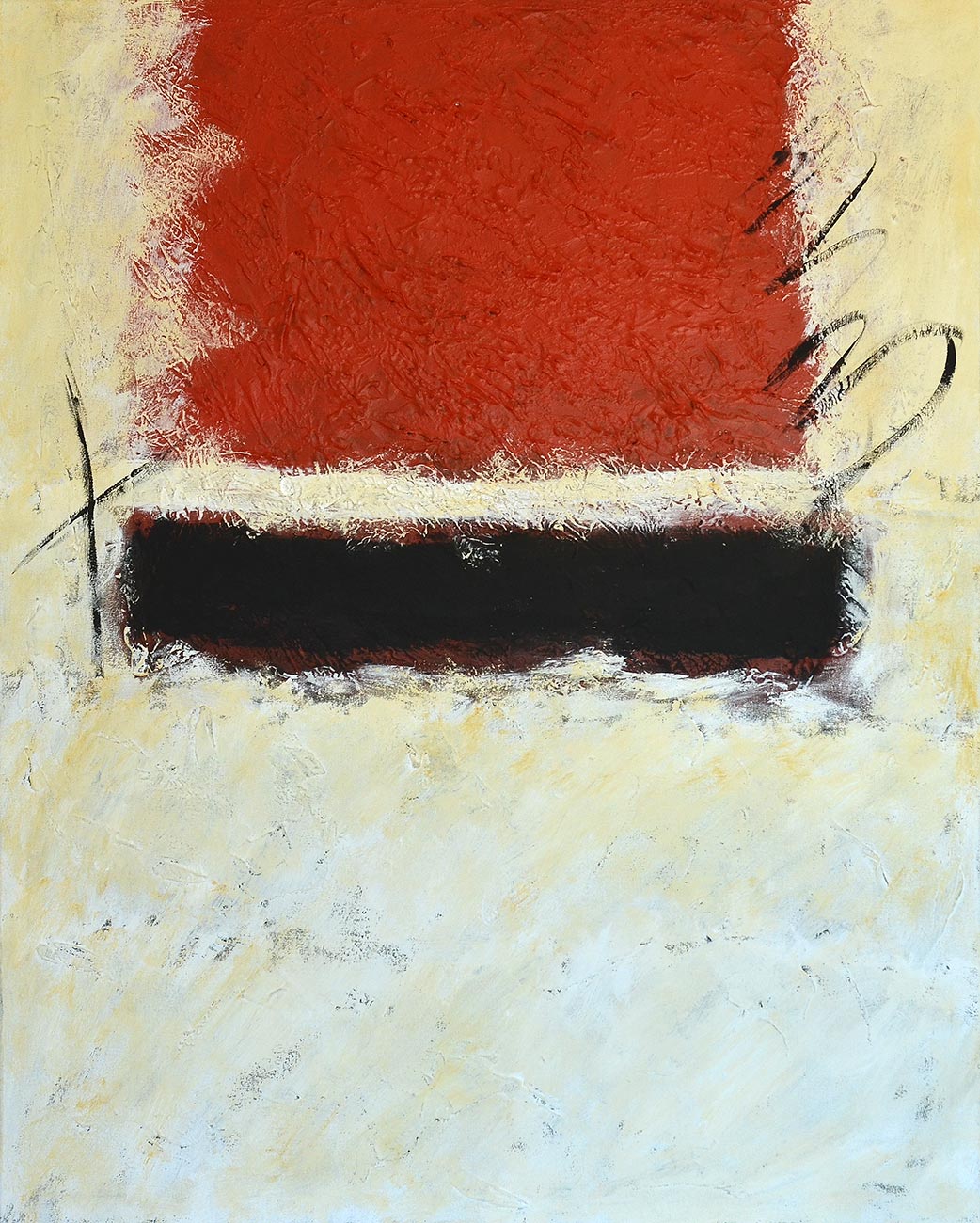 Pintura abstrata vermelha e branca