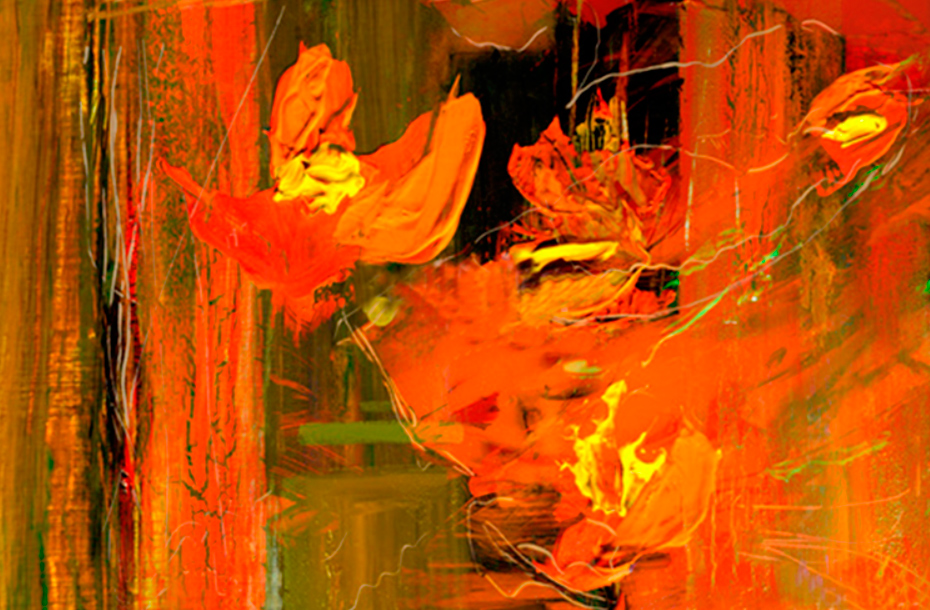 Pintura abstrata laranja