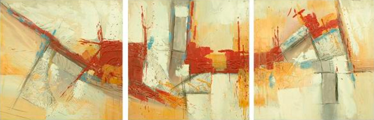 Pintura abstrata de tríptico