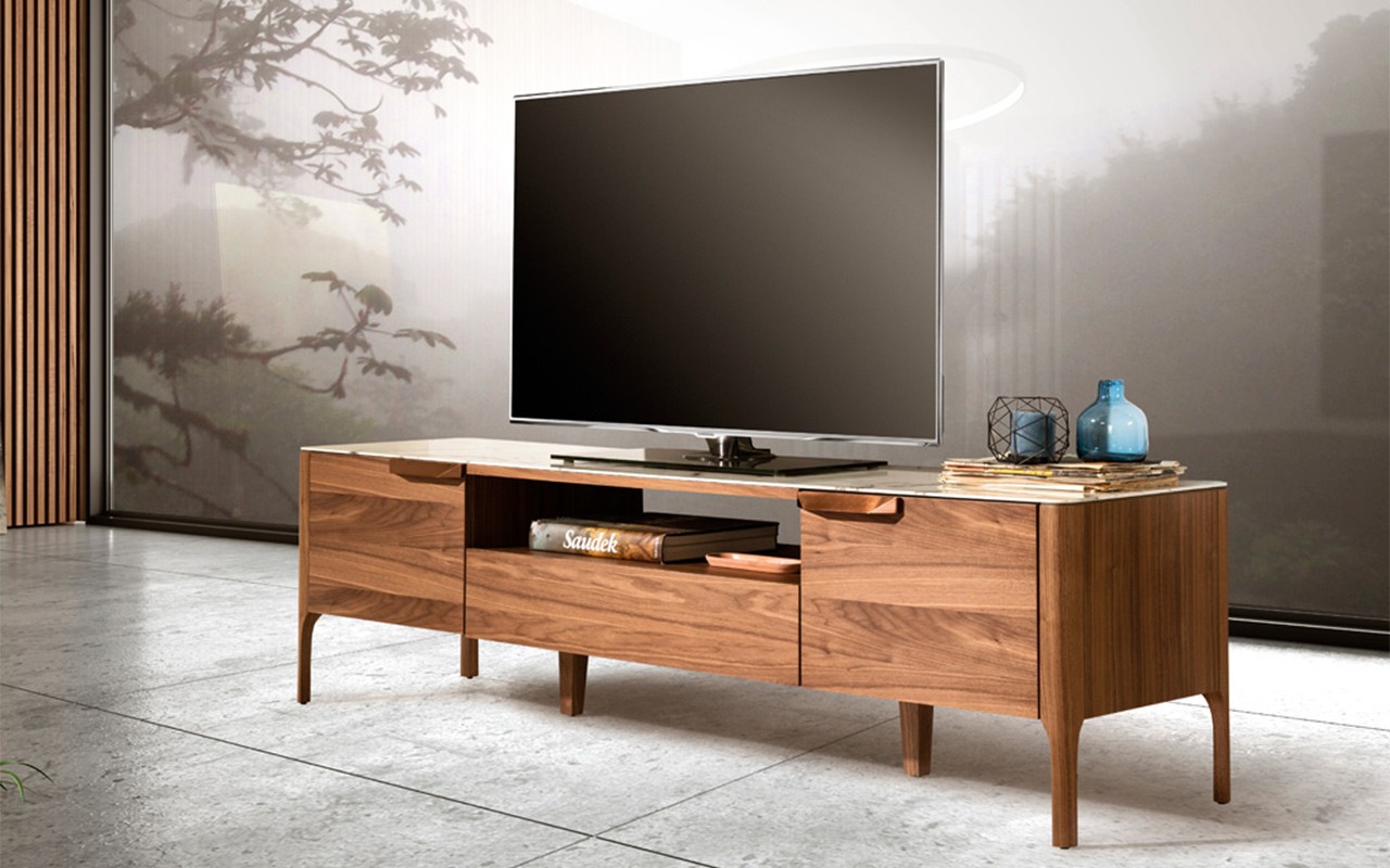 Mobília moderna para o seu lar. O móvel TV Calacatta é feito de materiais de alta qualidade e design de luxo, que oferecem ao seu espaço um toque contemporâneo e elegante.